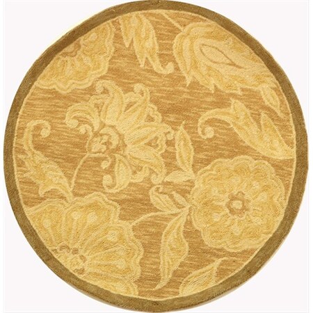 Safavieh 8 ft. x 8 ft. Round- Country and Floral Chelsea Light Brown Hand Hooked Rug HK156A-8R